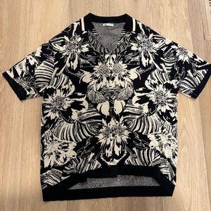 ZARA MENS Size L Floral Sweater Polo